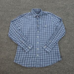 Vineyard Vines Shirt Mens Medium Blue Plaid Slim Fit Crosby Linen Blend Preppy‎